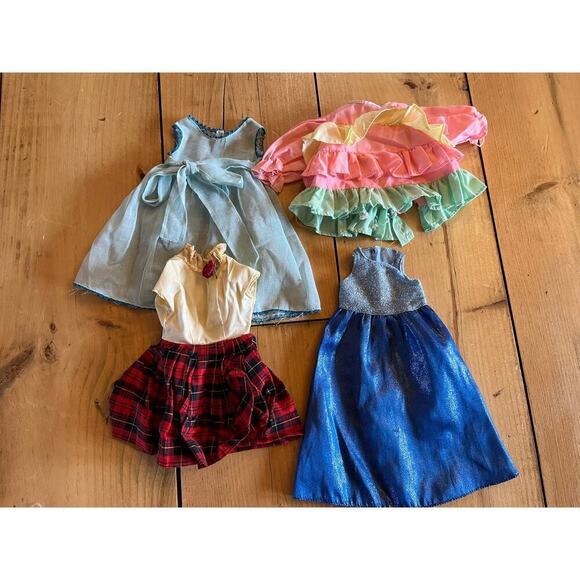Lot of 3 Vintage Homemade Doll Dresses + 1 Disney Dress. Blues.Pinks. - Picture 1 of 2